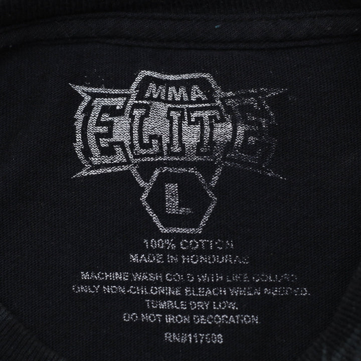 Y2K Mens MMA Elite Black Graphic Gothic Skulls T-Shirt Size L