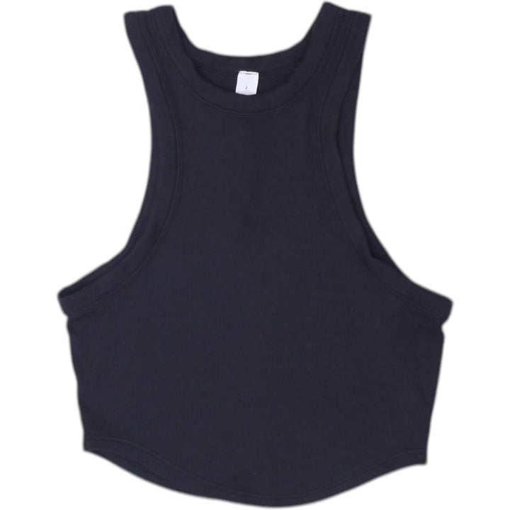 Y2K Ladies Lululemon Ribbed Cut-Out / High-Neck Cropped Tank Top Size 2