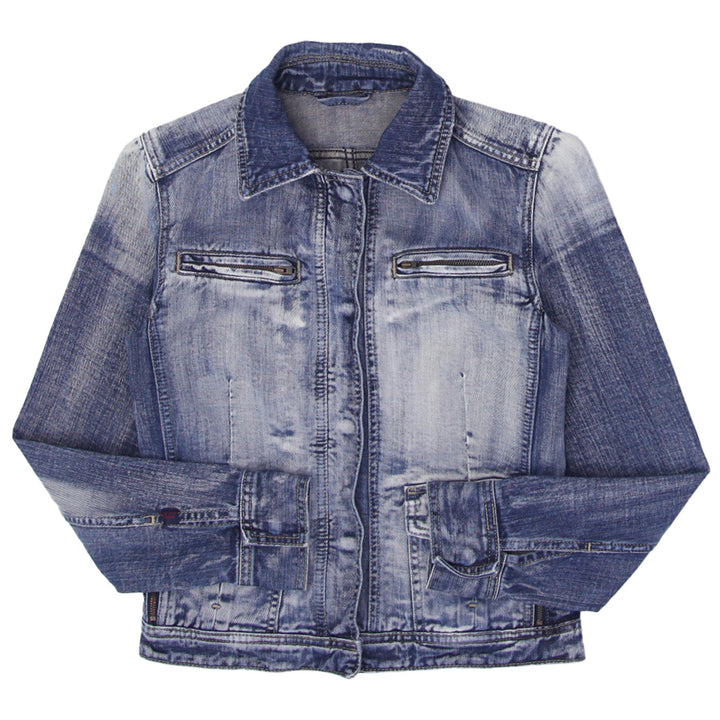 Y2K Ladies Acid Wash Full Zip Denim Jacket