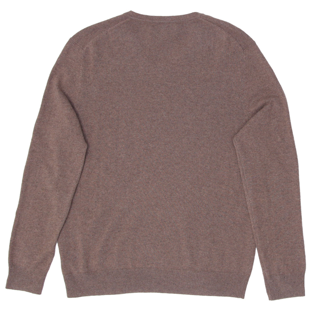 Mens Black Brown 100% Cashmere V-Neck Sweater