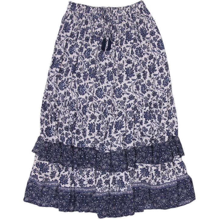 Y2K Blue Floral Boho Maxi Skirt - Size M | Migration_Skirts | Fashion Rerun