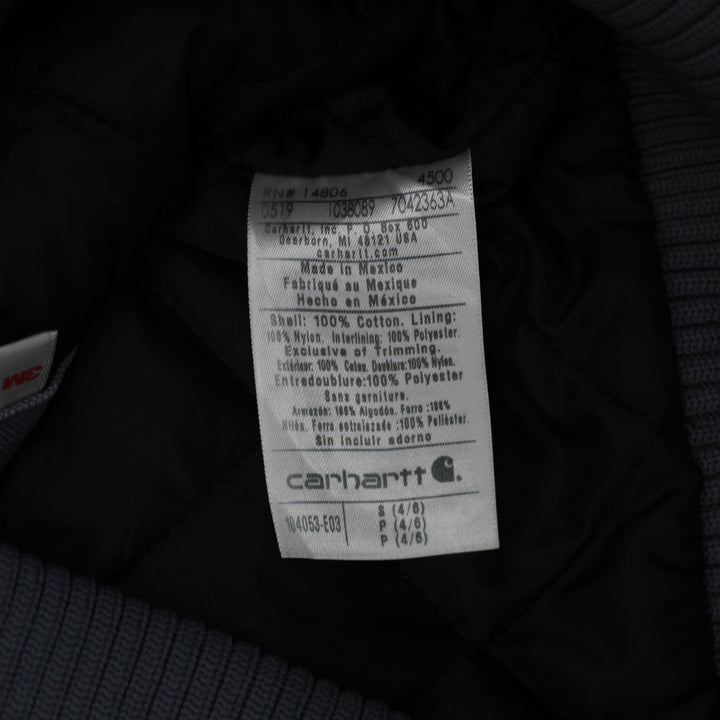 Mens Carhartt 104053-E03 Jacket Gray Hooded Workwear Quilted Pockets Size S