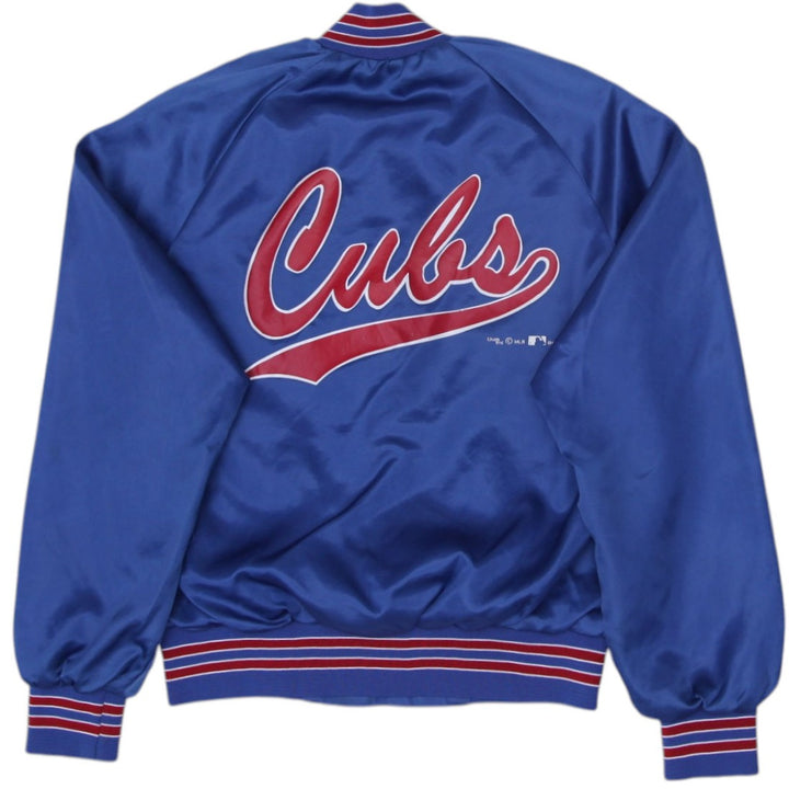 Vintage 90s Chalk Line Chicago Cubs Blue Bomber Jacket MLB Size M | Migration_Jackets - Side View | Fashion Rerun