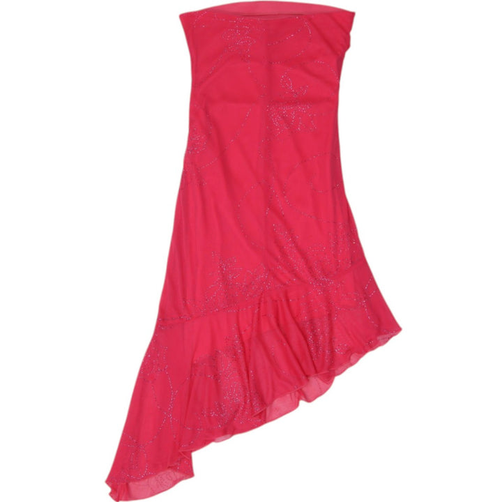 Y2K Ladies Wrapper Tube Asymmetric Hem Midi Dress Small