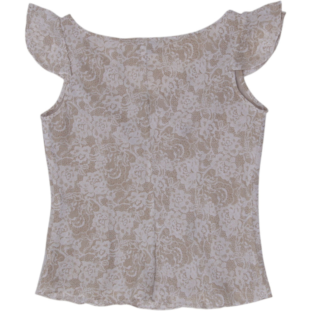 Y2K Ladies YZZA Floral Print Cap Sleeve V-Neck Top Lined Size 8
