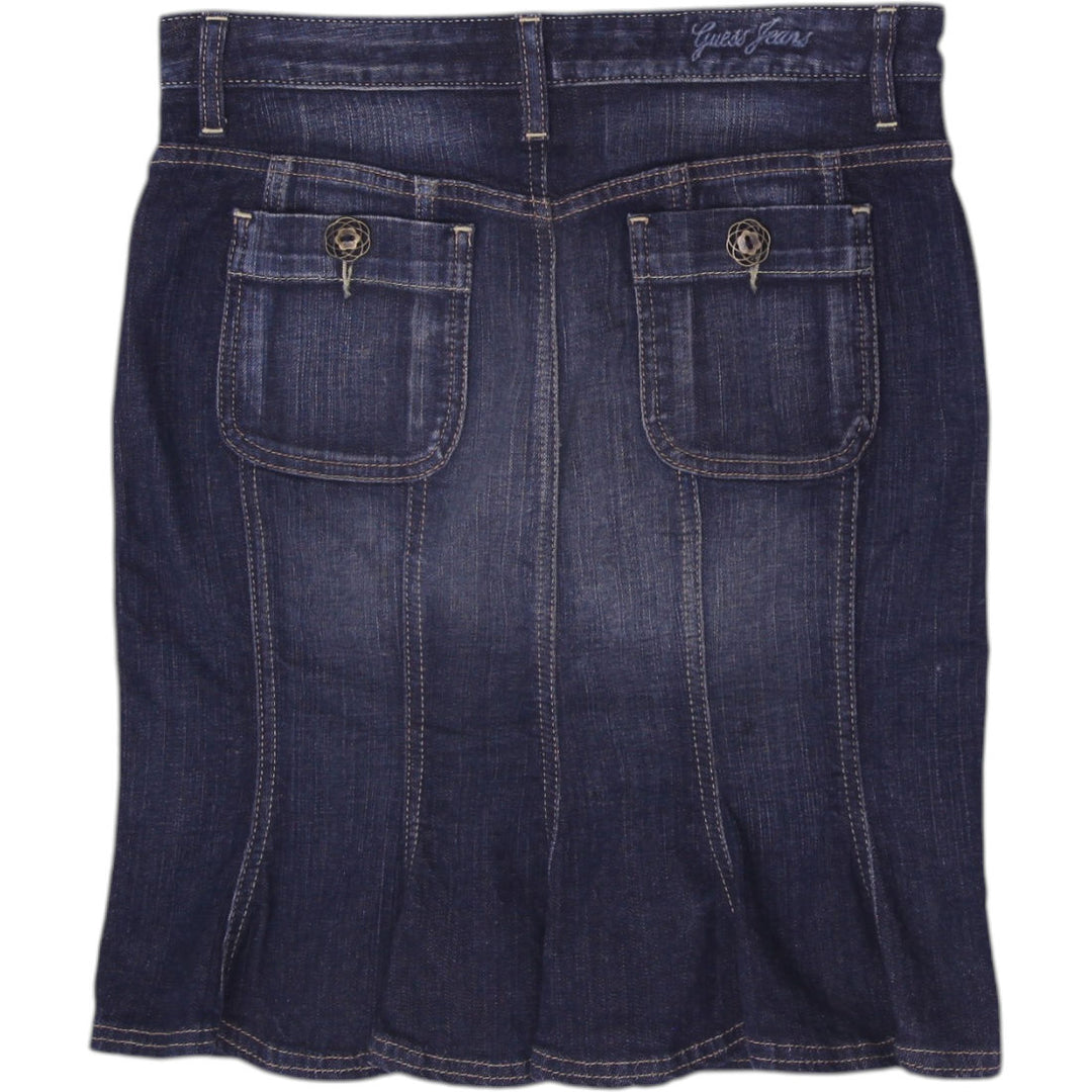 Y2K Ladies Guess Jeans Straight Fit Stretch Denim Mini Skirt Size 28