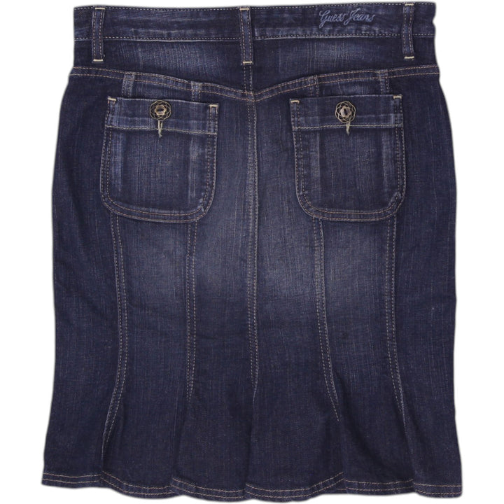 Y2K Ladies Guess Jeans Straight Fit Stretch Denim Mini Skirt Size 28