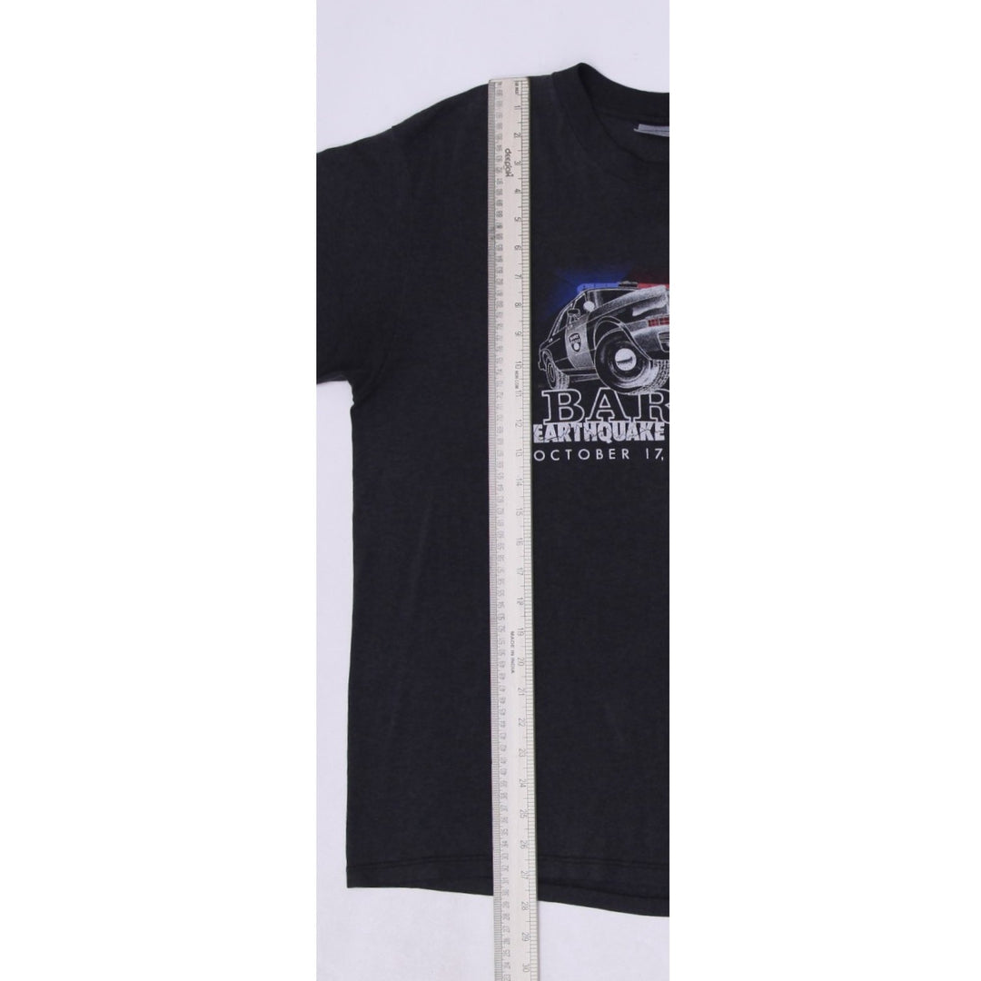Vintage 80s Stedman Black Graphic Earthquake Team T-Shirt made in USA Size XL | Migration_T-Shirts - View 7 | Fashion Rerun