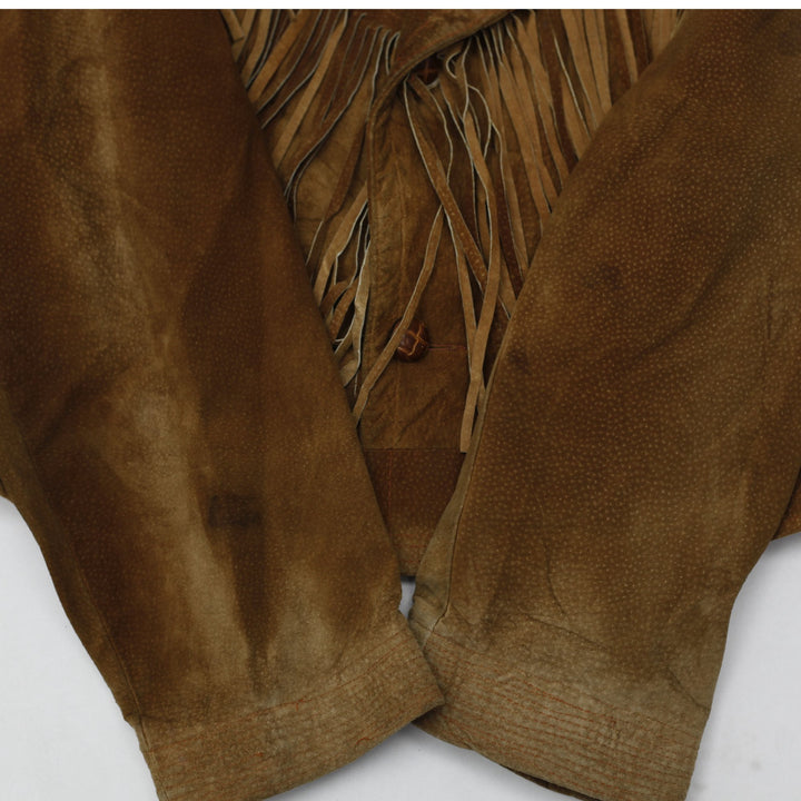 Vintage Brown Tan Suede Fringe Western Jacket
