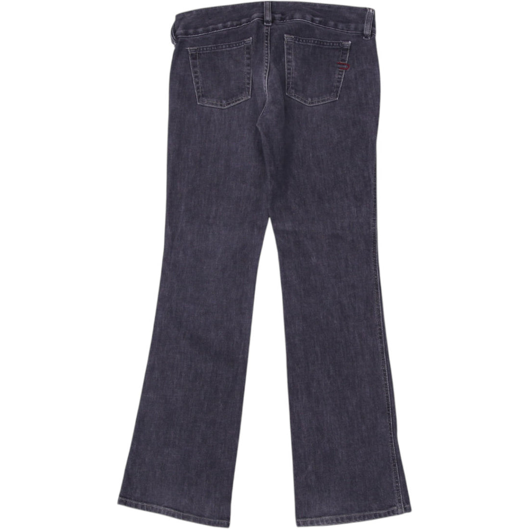 Y2K Ladies Jeans Gray Denim Bootcut Featuring Stitch Detailing | Migration_Jeans & Pants - Side View | Fashion Rerun