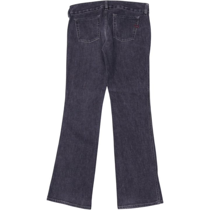 Y2K Ladies Jeans Gray Denim Bootcut Featuring Stitch Detailing | Migration_Jeans & Pants - Side View | Fashion Rerun