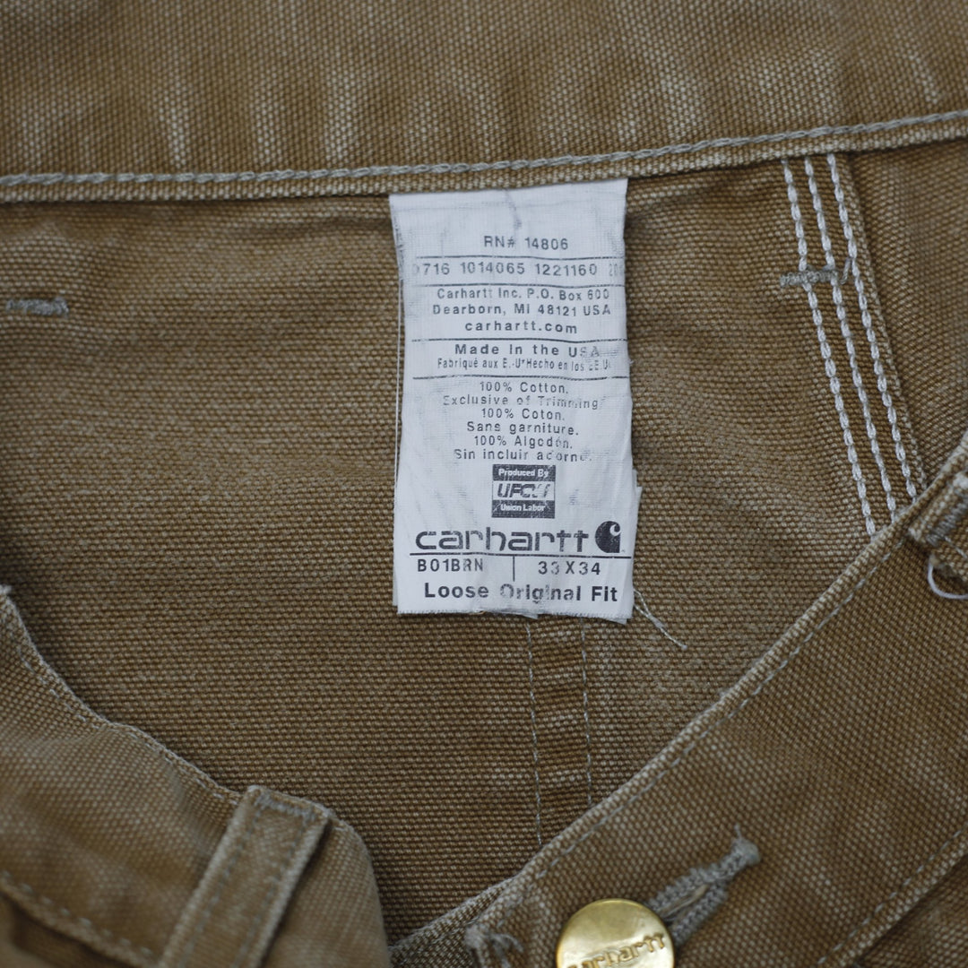 Mens B01 BRN Loose Original Fit Double Knee Carhartt Workwear Slightly Distressed Pants