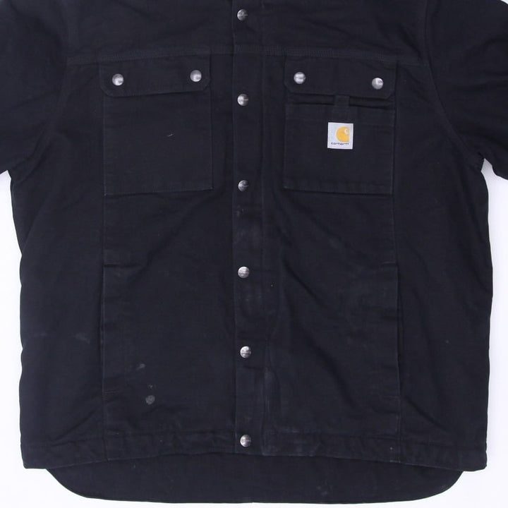 Mens Carhartt 103826 BLK Jacket Black Hooded Workwear Fleece Lining