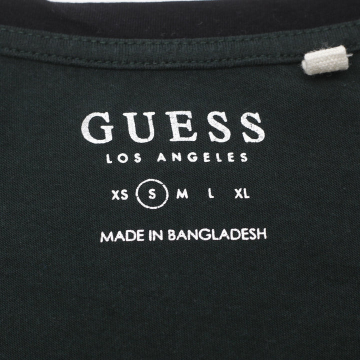 Y2K Ladies GUESS Los Angeles Dark Green Logo Front V-Neck Top Size S