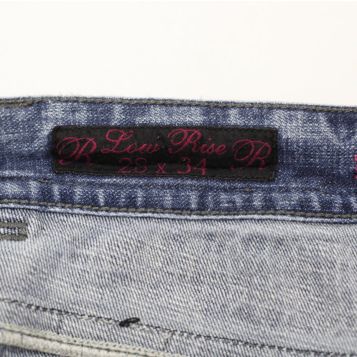 Y2K Ladies Rock and Roll Cowgirl Flare Jeans Blue Low Rise Size 29X34