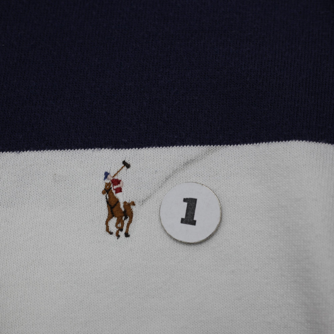 Vintage Mens Polo Ralph Lauren Rugby Navy Stripe Long Sleeve Shirt Size L | Migration_Sweatshirts - Alternate | Fashion Rerun