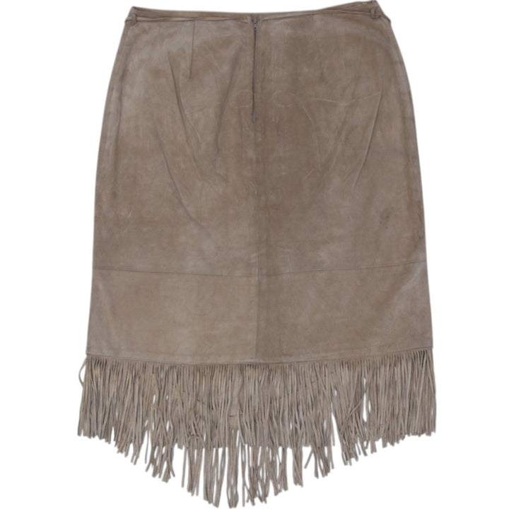 Vintage Ladies Cuir Zebra Leather Suede Fringe Skirt