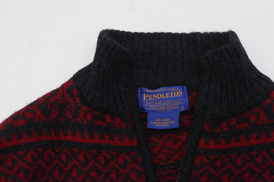 Vintage Pendleton Quarter Zip 100% Pure Virgin Wool Sweater