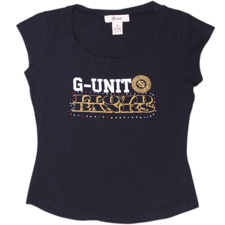 Y2K Ladies G-Unit Lloyd Banks Rhinestone Baby Tee Top M Black