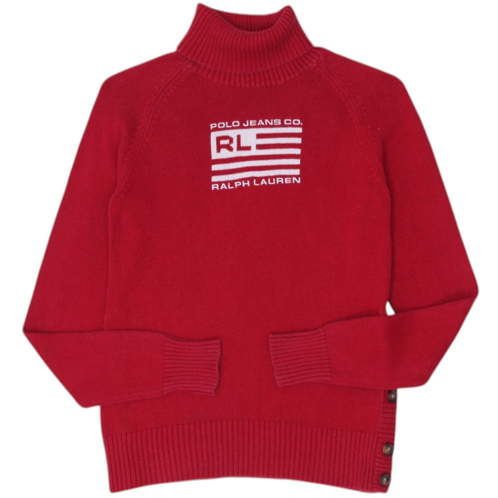 Vintage Ladies Polo Jeans RL Red Turtleneck Knitted Sweater M