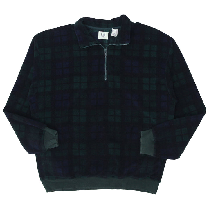 Vintage Gap Blackwatch Plaid Fleece Quarter Zip Pullover - XL - Fashion Rerun Vintage Migration_Sweaters