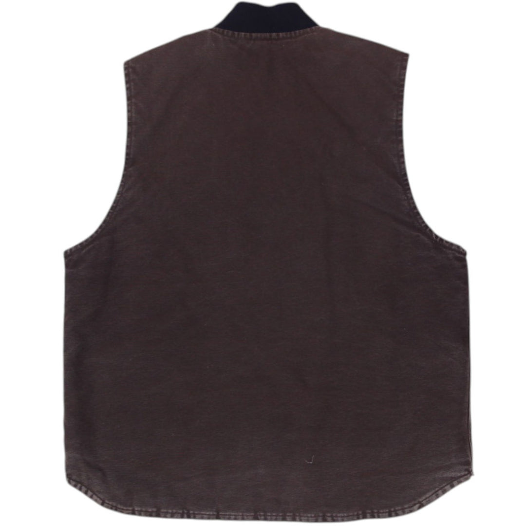 Vintage 90s Carhartt Quilt Lined Canvas Vest Made in USA Size L | Migration_Vests WW Collection - Side View | Fashion Rerun