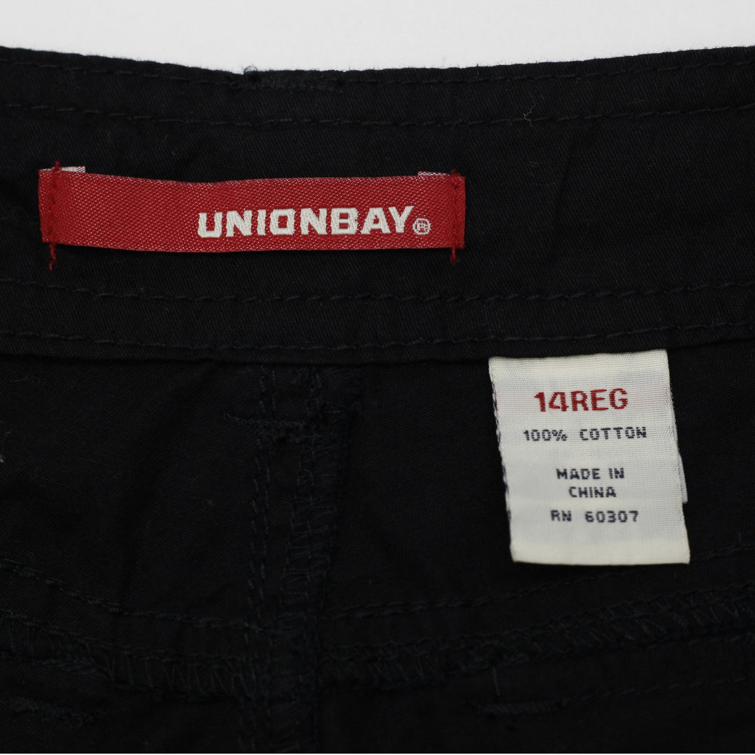 Y2K Ladies Unionbay Cargo Pants Black Cotton Utility Casual
