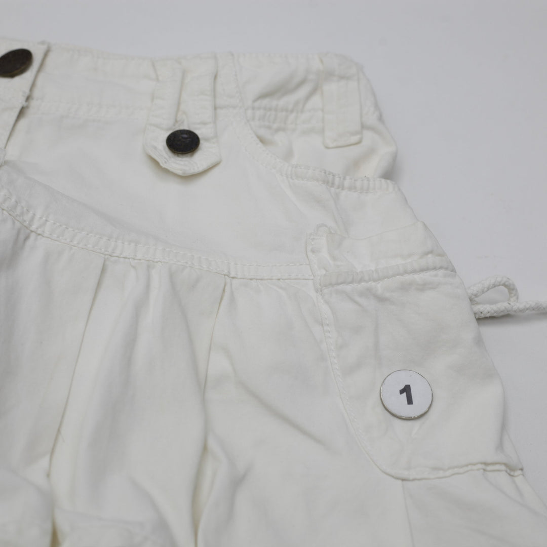 Y2K Ladies Mini Skirt Off White Cotton Pleated Casual
