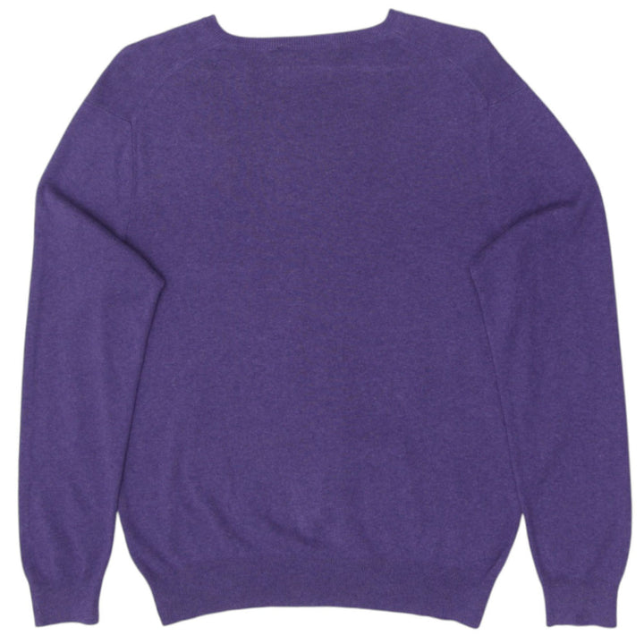 Mens Polo By Ralph Lauren Purple V-Neck Cotton Sweater