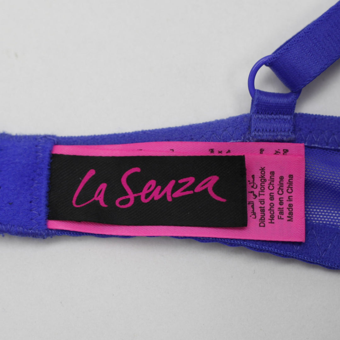 Ladies La Senza Royal Blue Lace Longline Push Up Bra Criss Cross Band Underwire 34B