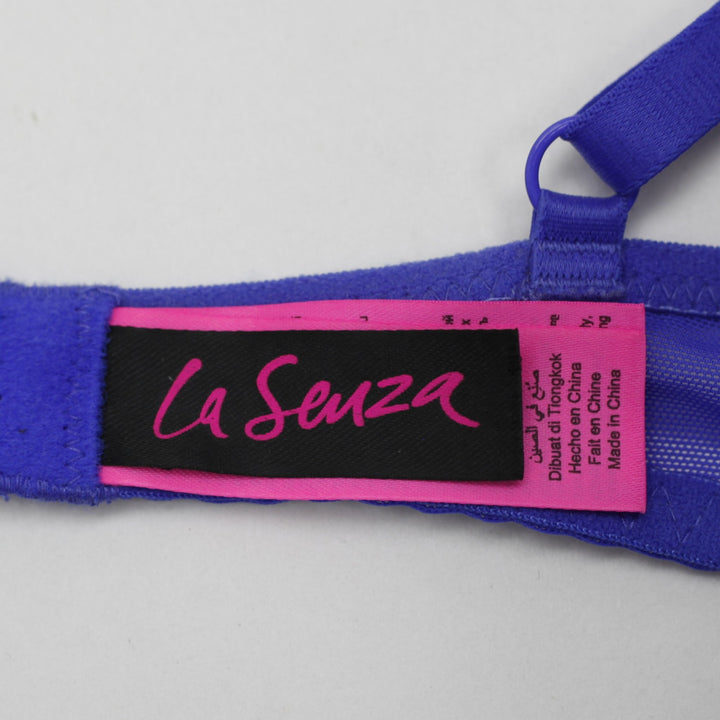 Ladies La Senza Royal Blue Lace Longline Push Up Bra Criss Cross Band Underwire 34B