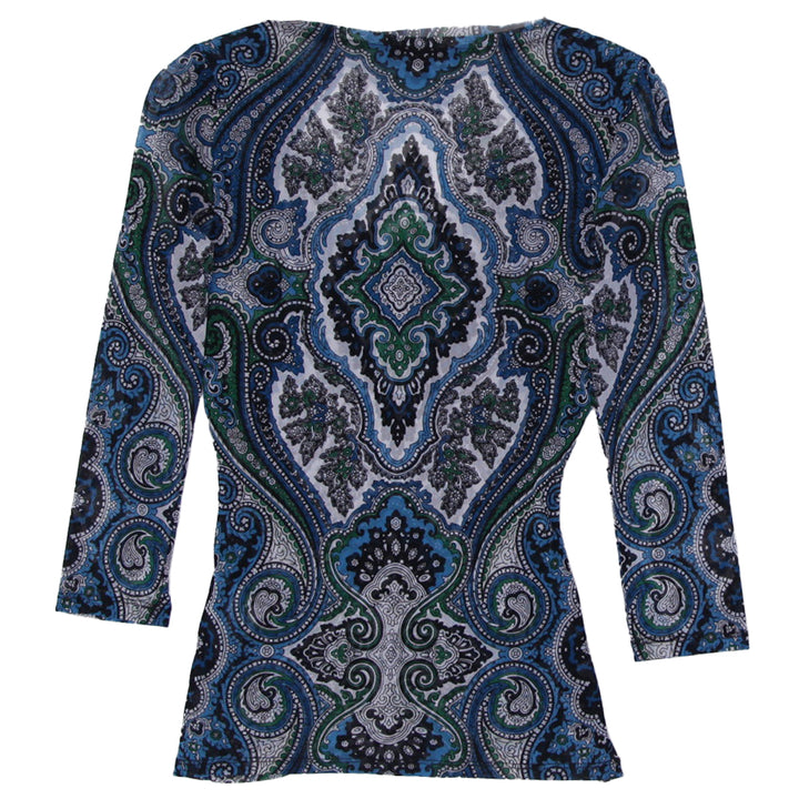 Y2K Ladies I.N.C Paisley Print V-Neck Long Sleeve Top