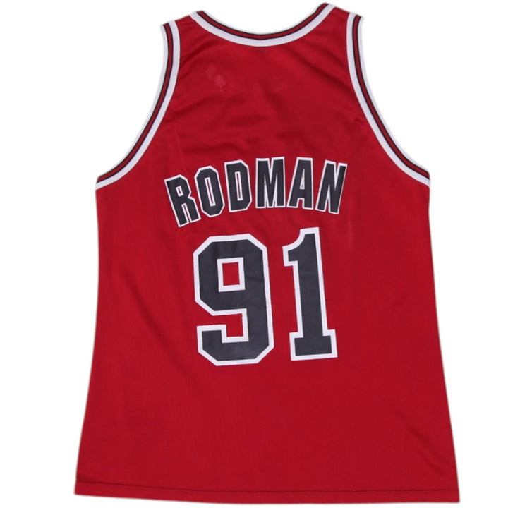 Vintage Champion Chicago Bulls Dennis Rodman #91 Red Basketball Jersey Size 48 | Migration_Jerseys - Side Vie | Fashion Rerun