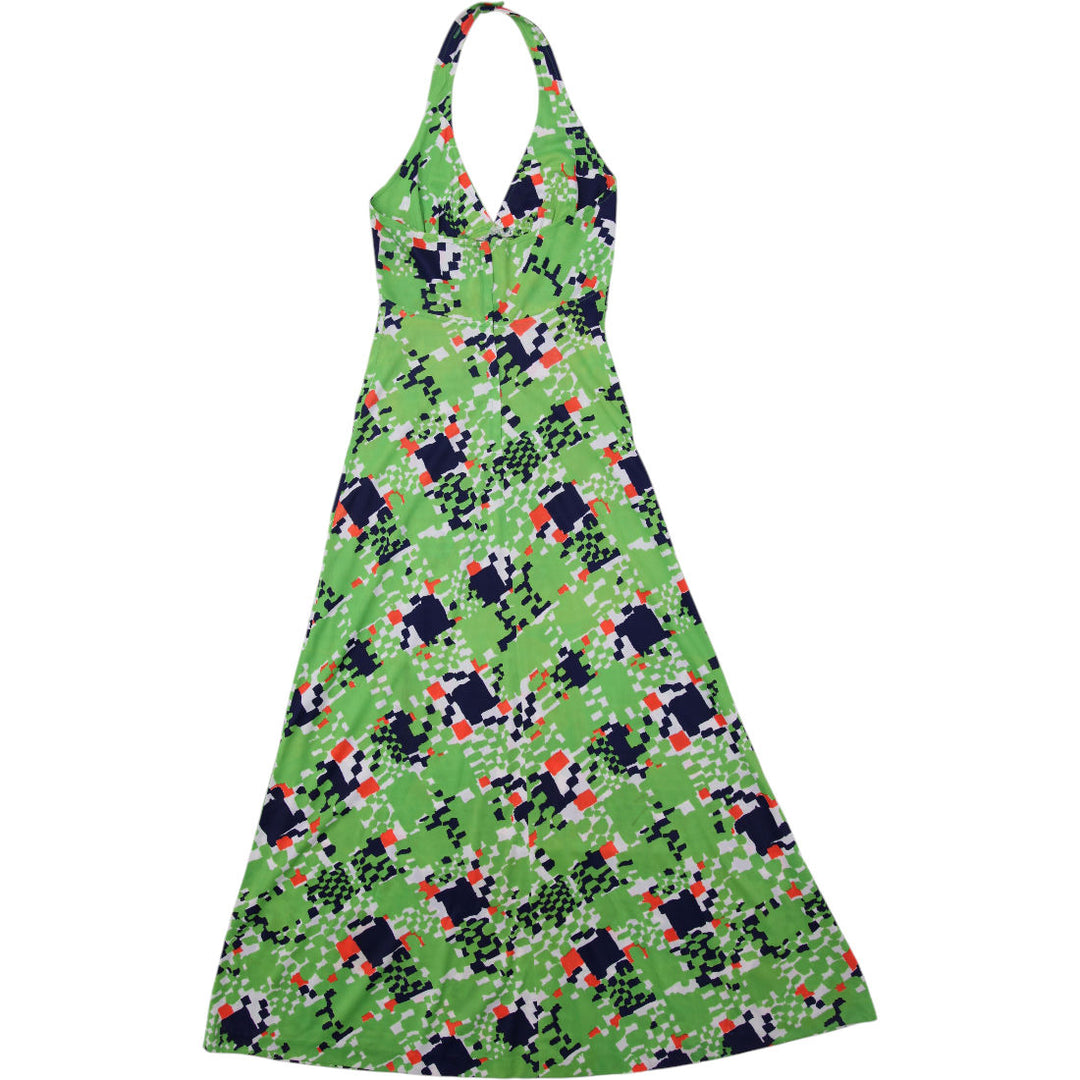 Y2K Ladies Geometric Halter Maxi Dress