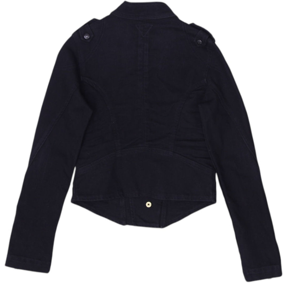 Y2K Ladies Guess Black Double Breasted Zipper Casual Jacket Size XS | Migration_Jackets - Side View | Fashion Rerun