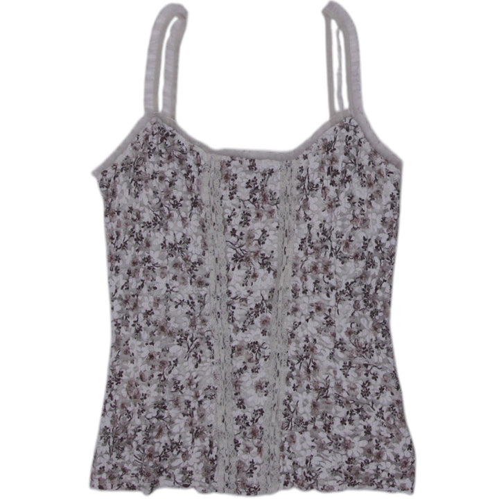 Y2K Ladies White Lace Strappy Sleeveless Floral Tank Top Size L | Migration_Tops | Fashion Rerun