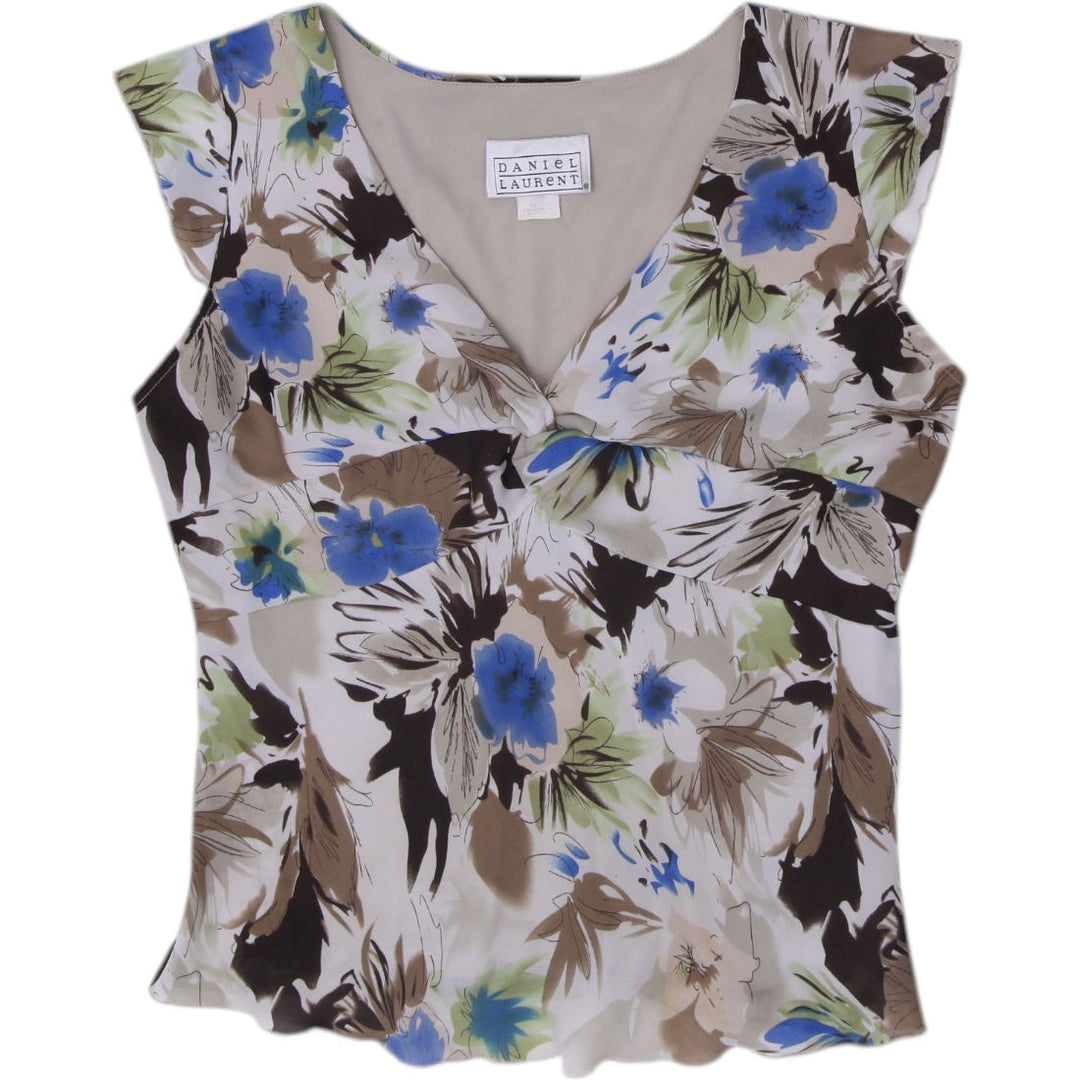 Y2K Ladies Daniel Laurent Abstract Floral Sleeveless Cap Sleeve Size M