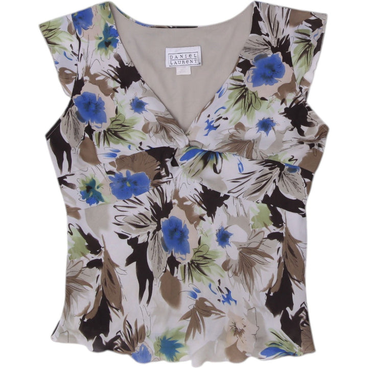 Y2K Ladies Daniel Laurent Abstract Floral Sleeveless Cap Sleeve Size M
