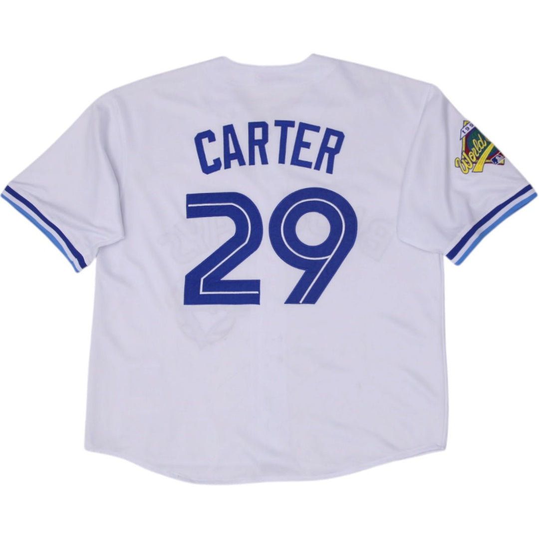 Vintage Mitchell & Ness Toronto Blue Jays Joe Carter 1993 World Series Jersey 52 | Migration_Jerseys - Side V | Fashion Rerun