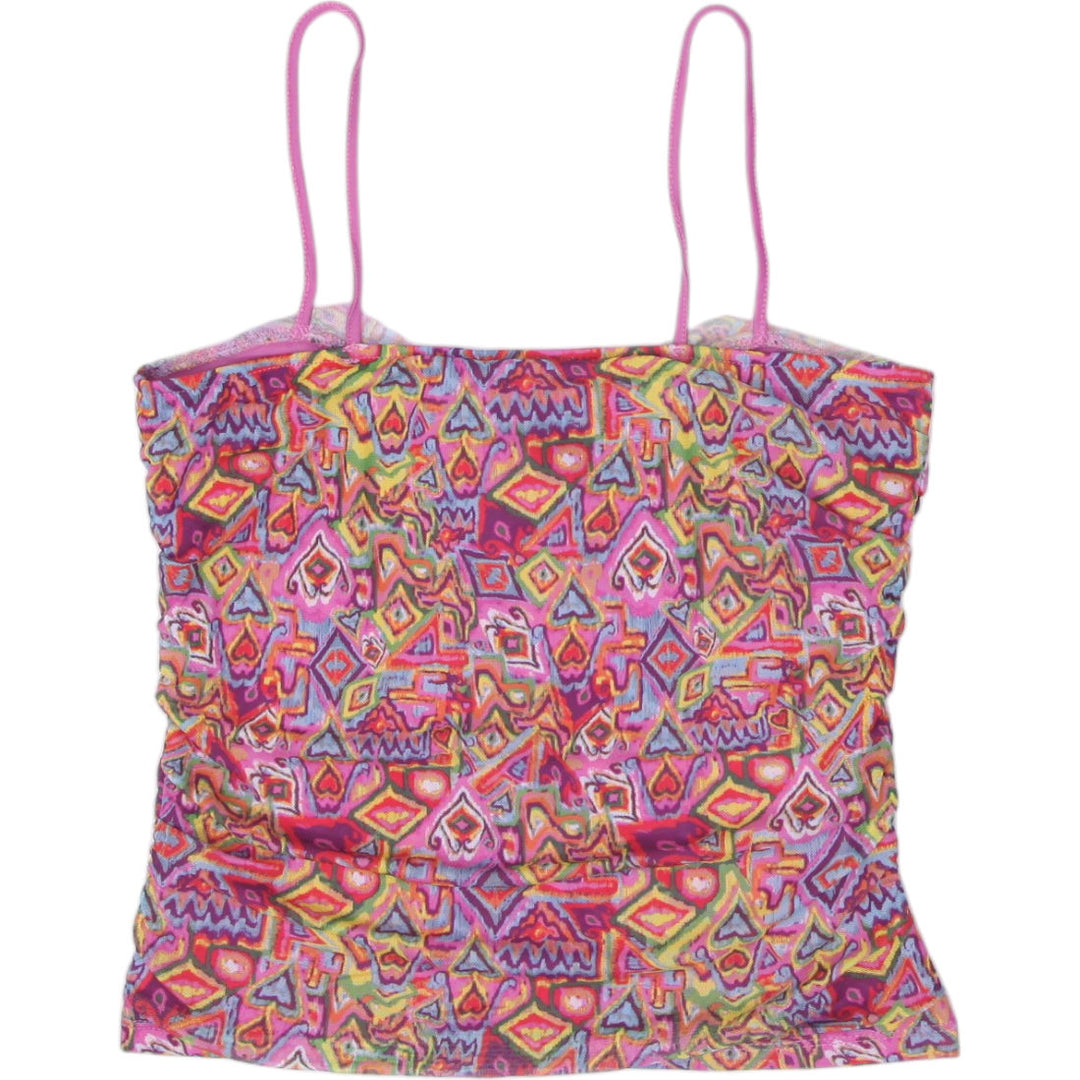 Y2K Ladies Miss Selfridge Patterned Tank Top Size XL