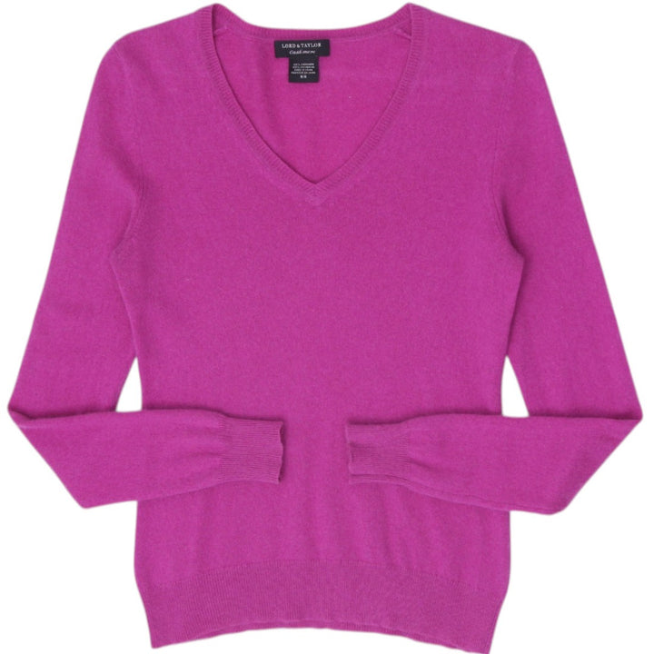 Ladies Lord & Taylor 100% Cashmere V-Neck Sweater Size M
