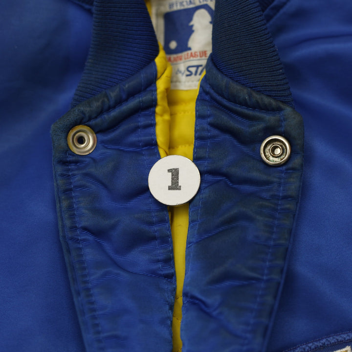 Vintage 90s Starter MLB Milwaukee Brewers Button Up Satin Jacket Size L | Migration_Jackets - View 15 | Fashion Rerun