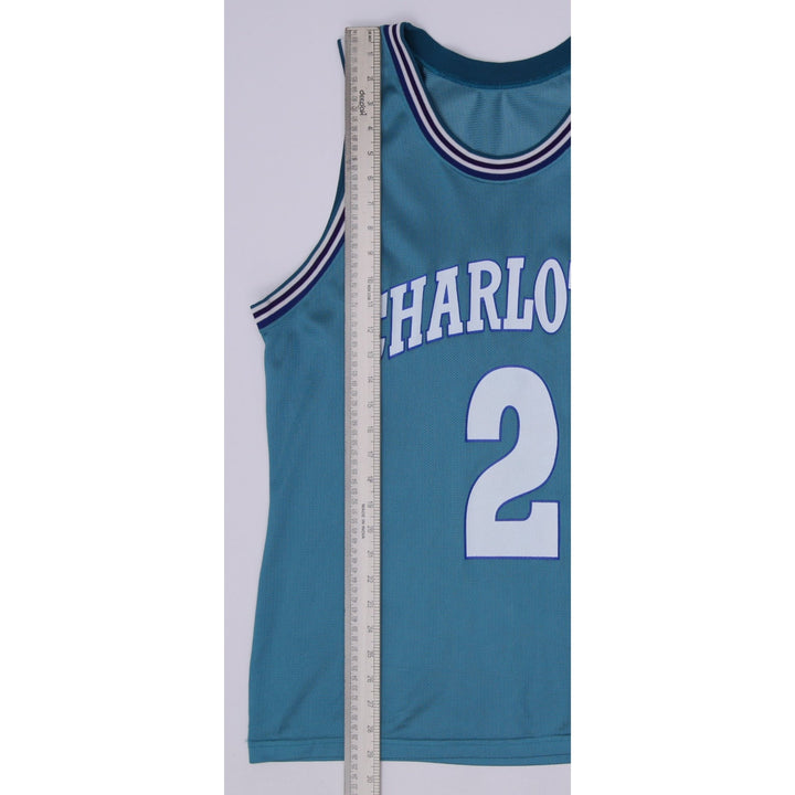 Vintage 90s Champion Larry Johnson #2 Charlotte Hornets Basketball Jersey Sz 44