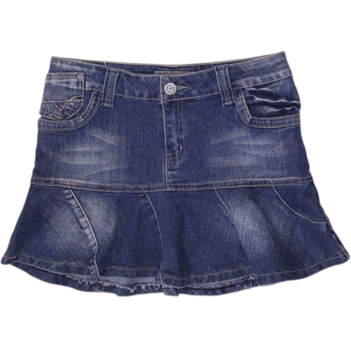 Y2K Ladies MOSNOVA Denim Blue Flared Mini Skirt  Size M