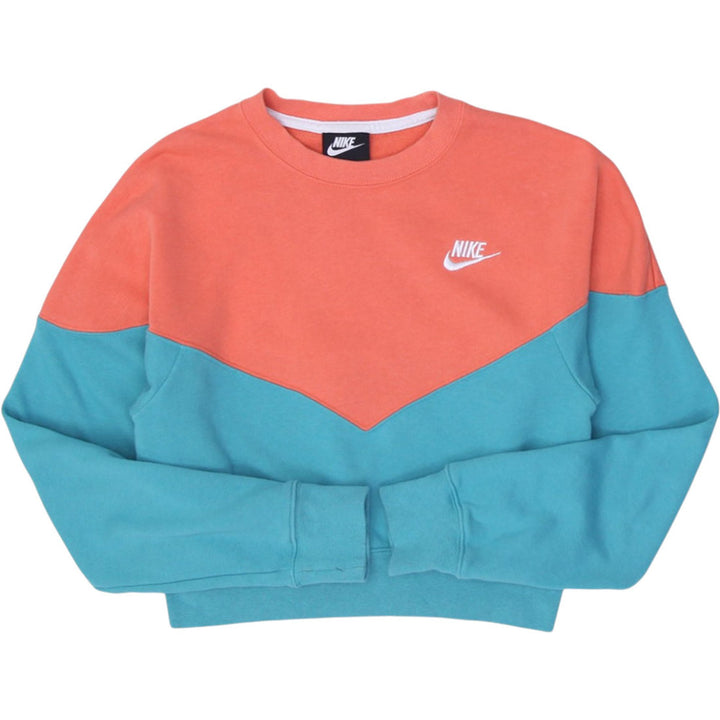 Ladies Nike Sweatshirt Coral Teal Colorblock Crew Neck | Migration_Hoodies & Sweatshirts UAENAT20 | Fashion Rerun