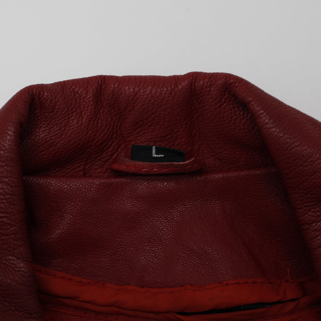 Vintage UNIK Red Leather Biker Jacket Size L | Migration_Jackets MJ DROP - Detail View | Fashion Rerun
