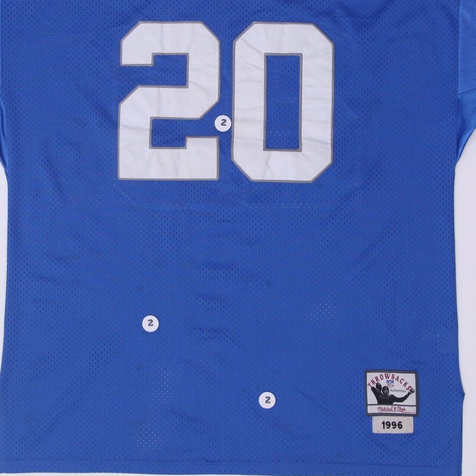 Vintage Mens Mitchell & Ness Sanders #22 Mesh Blue Football Jersey