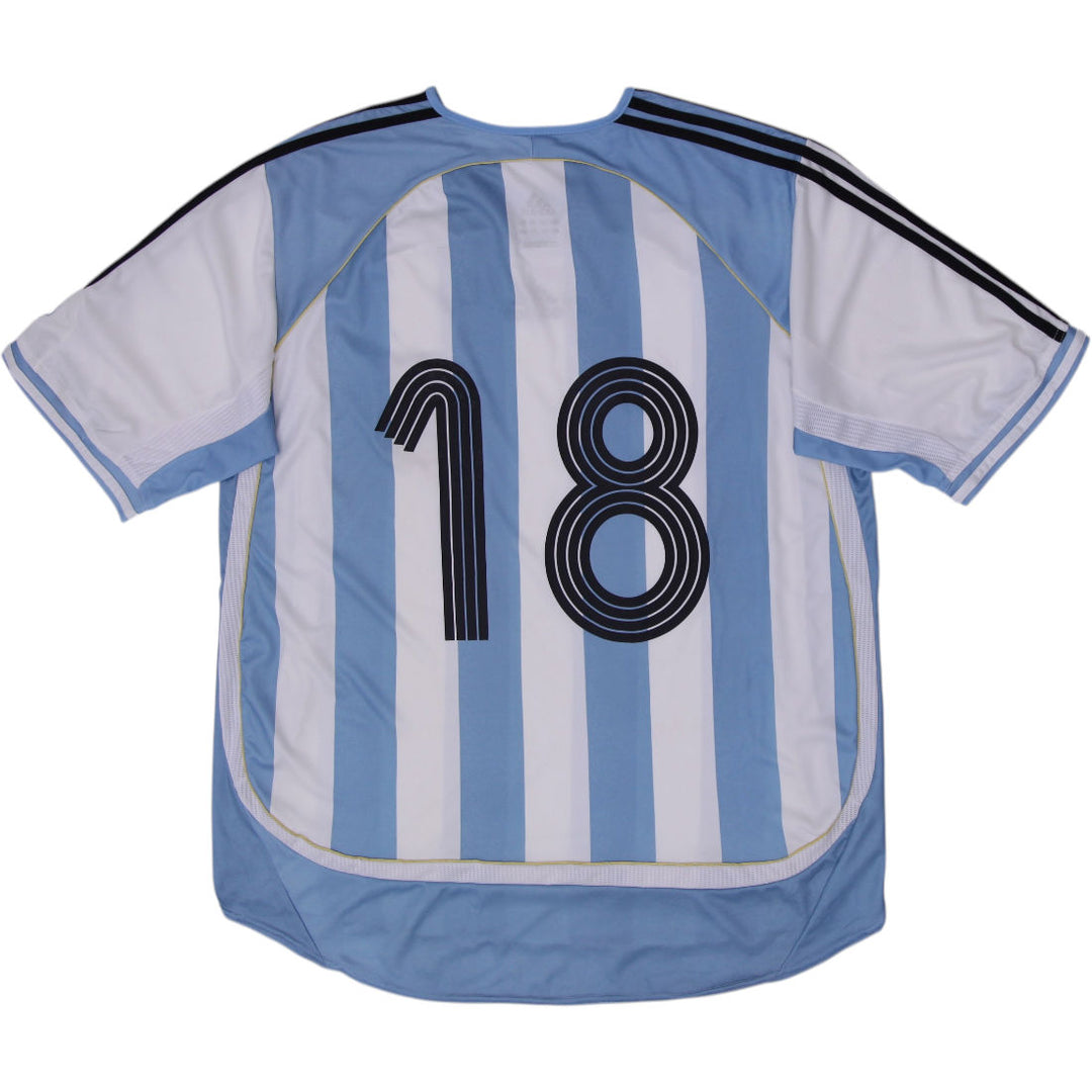 Vintage Mens Adidas Argentina 2006 World Cup Home Football Messi #18 Jersey