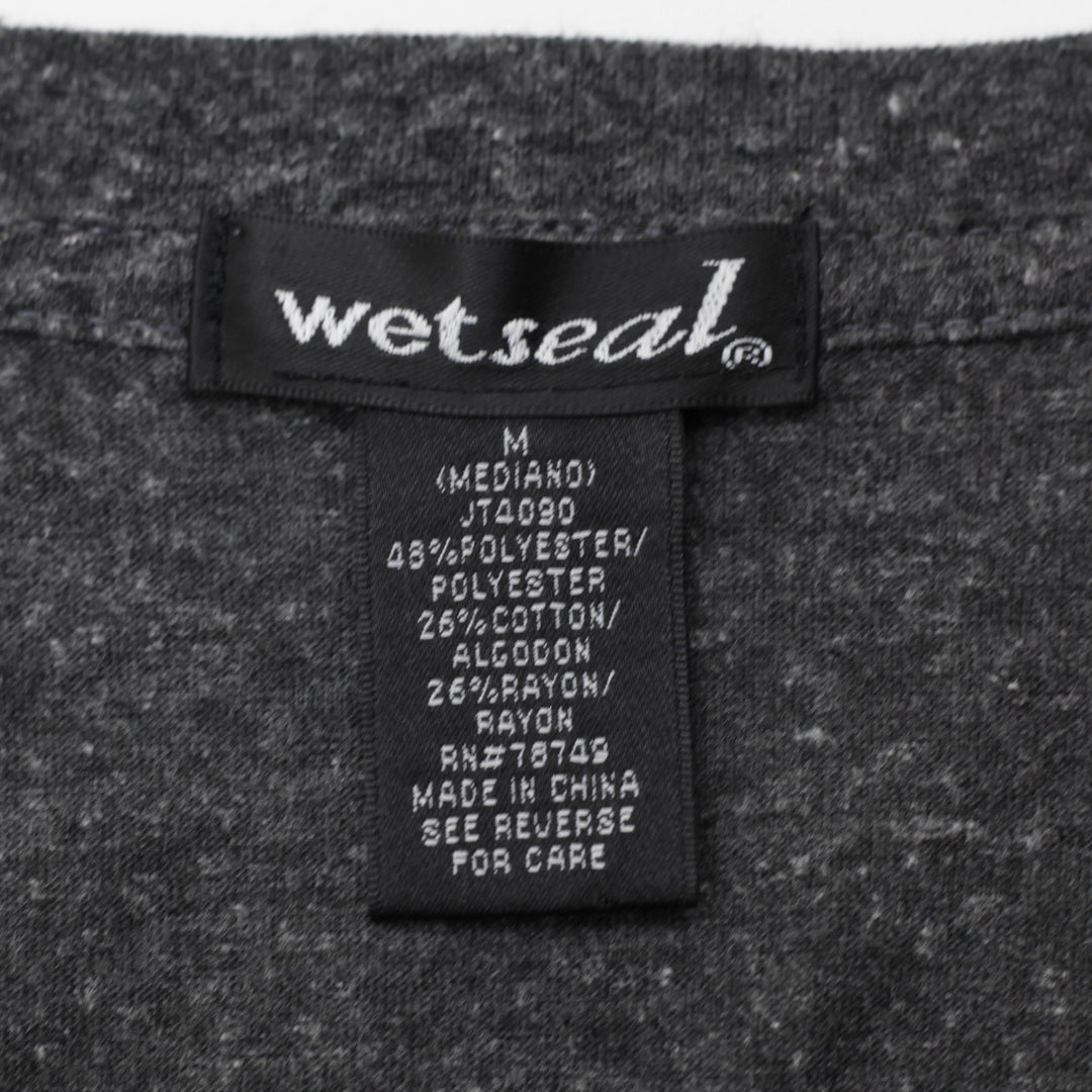Y2K Ladies Wet Seal Charcoal Grey Heather V-Neck T-Shirt Size M