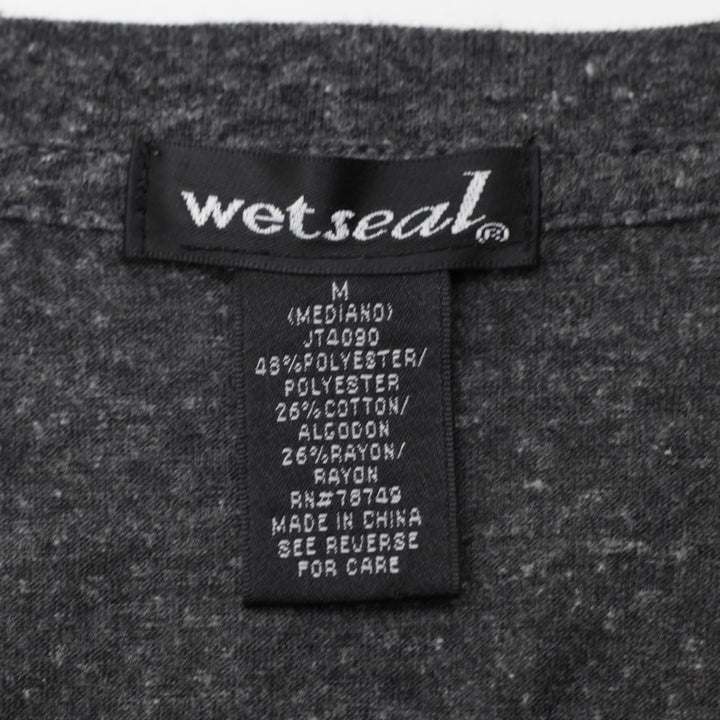 Y2K Ladies Wet Seal Charcoal Grey Heather V-Neck T-Shirt Size M